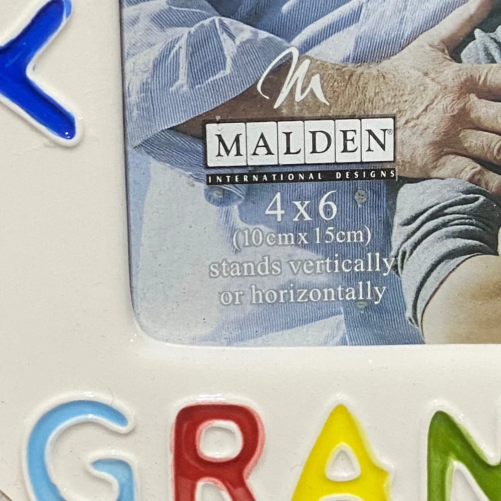 Vintage Malden I‎ Love My Grandpa 4x6 Ceramic Picture Frame 90s Multicolor NWT